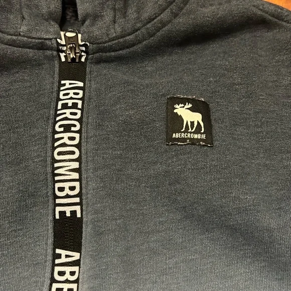 Abercrombie and Fitch Fleece lined Jacket Blue Ombe Moose Logo - Picture 2 of 9